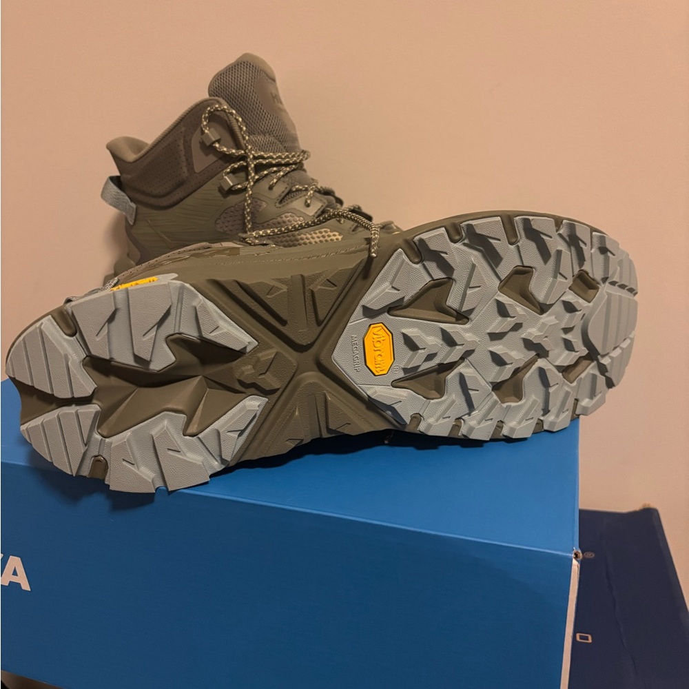 Hoka High-Top Trail Shoes in Olive and Beige - Picture 5 of 5
